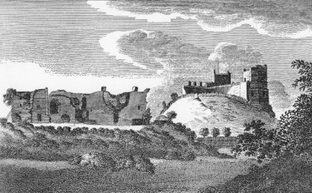 Lewes Castle viewed from The Paddock. Alexander Hoggc.1780 (SAS)